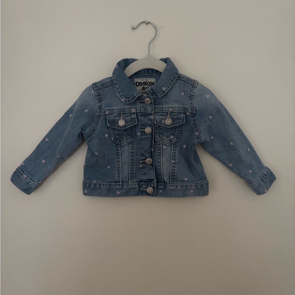 OshKosh B'gosh Blue Denim Jacket with Pink Heart Accents